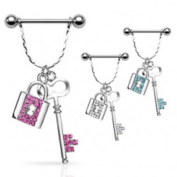 Piercing téton barbell 23 - Serrure et clé
