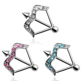 Piercing téton arc et flèche avec strass (14)