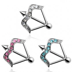 Piercing téton arc et flèche avec strass (14)
