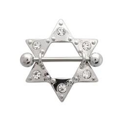 Piercing téton étoile 02 - Six strass transparents