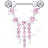Piercing téton étoile 06 - Trois lignes de strass