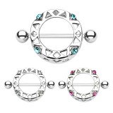 Piercing téton bouclier quatre strass (19)