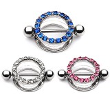 Piercing téton bouclier strass colorés (24)