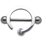 Piercing téton en forme de cercle avec strass (68)
