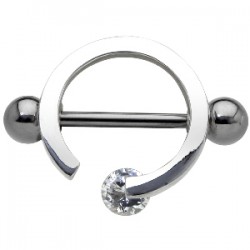 Piercing téton en forme de cercle avec strass (68)