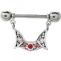 Piercing téton motif pendant avec strass (66)