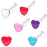 Piercing nez droit 0,8mm 44 - Coeur enamel