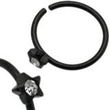 Anneau de nez 0.8mm 05 - Noir étoile strass transparent