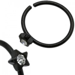 Anneau de nez 0.8mm 05 - Noir étoile strass transparent
