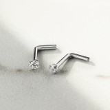 Piercing nez courbé 0.8 ou 1mm 86 - Titane zircone transparent