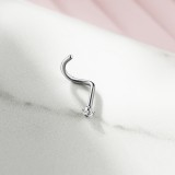 Piercing nez courbé 0.8 ou 1mm 87 - Titane zircone transparent B