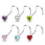 Piercing nez courbé 0.8mm 19 - Cristal coeur
