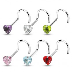 Piercing nez courbé 0.8mm 19 - Cristal coeur