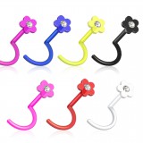 Piercing nez courbé 0.8mm 30 - Flexible fleur strass