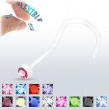 Piercing de nez courbe 0,8mm 03 - Bioflex cristal