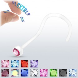 Piercing de nez courbe 0,8mm 03 - Bioflex cristal