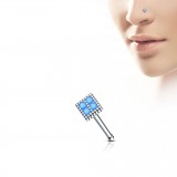 Piercing nez droit 0,8mm 83 - Carré strass bleu-clair