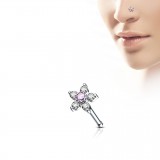 Piercing nez droit 0,8mm 84 - Fleur cristal centre aurora