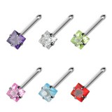 Piercing nez droit 0,8mm 30 - Cristal carré