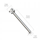 Piercing nez pliable 0.8 ou 1mm 12 - Titane zircone transparent