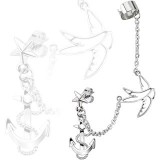 Chaine pour oreille 01 - Oiseau et ancre