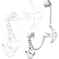 Chaine pour oreille 01 - Oiseau et ancre