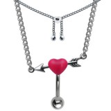 Chaine de taille avec Piercing 21 - Coeur rouge