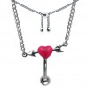 Chaine de taille avec Piercing cœur central rouge (21)