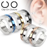 Faux Piercing oreille 42 - Clip gris et PVD (la paire)