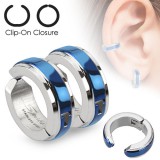 Faux Piercing oreille 43 - Clip bleu (la paire)