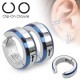 Faux Piercing oreille 45 - Clip bleu et gris (la paire)