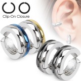 Faux Piercing oreille 49 - Clip bicolore (la paire)