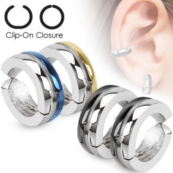 Faux Piercing oreille 49 - Clip bicolore (la paire)