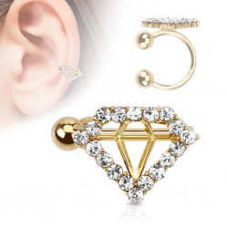 Faux Piercing oreille 62 - Plaqué or diamant