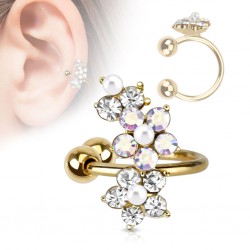 Faux Piercing oreille 63 - Plaqué or fleur