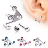 Piercing oreille original 15 - Trois strass
