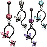 Piercing nombril noir 05 - Papillon pendant