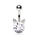 Piercing nombril chat strass transparent (138)
