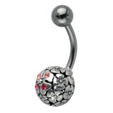 Banane 50 - Fleurs strass roses