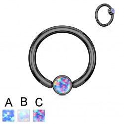 Piercing anneau 1,6mm 22 - PVD noir opale