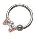 Piercing micro-bcr 60 - Noeud papillon strass roses