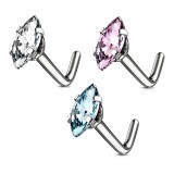 Piercing nez courbé 0.8mm 80 - Zircone pyramidal