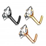 Piercing nez courbé 0.8mm 81 - PVD zircone pyramidal