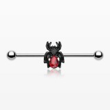 Piercing industriel 175 - Araignée noire gem rouge
