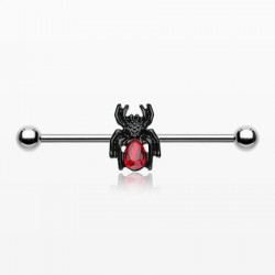 Piercing industriel 175 - Araignée noire gem rouge