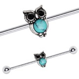 Piercing industriel 176 - Hibou avec turquoise