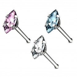 Piercing nez droit 0,8mm 90 - Zircone pyramidal