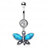 Piercing nombril papillon ailes turquoises (36)