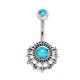 Piercing nombril cadran solaire avec gem turquoise (D85)