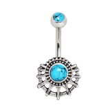 Piercing nombril cadran solaire avec gem turquoise